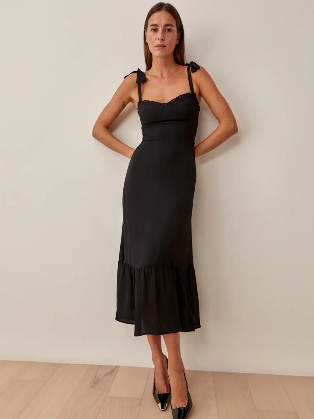 Reformation Nikita Black Midi Dress size 8